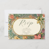 Vintage Blumenhochzeit RSVP Karte (Vorderseite)