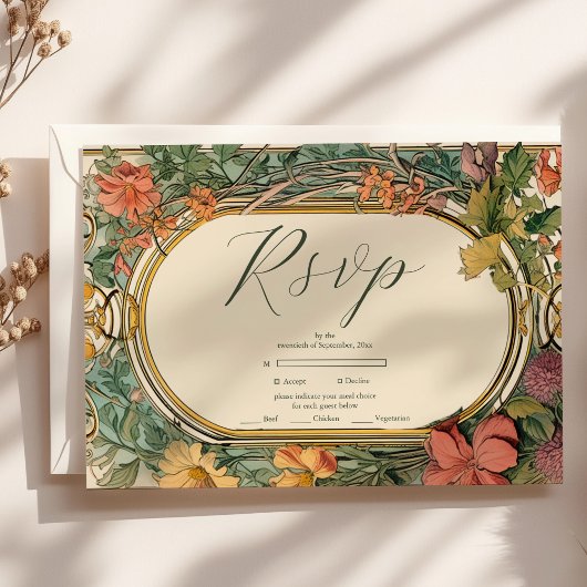 Vintage Blumenhochzeit RSVP Karte