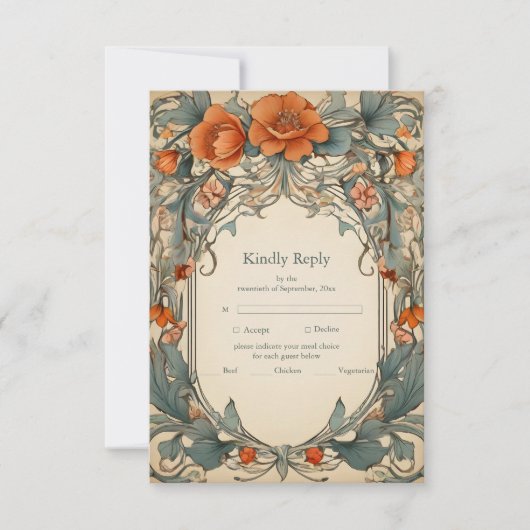 Vintage Blumenhochzeit RSVP Karte (Vorderseite)