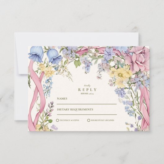 Vintage Blumenhochzeit RSVP Karte (Vorderseite)