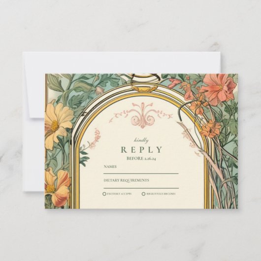 Vintage Blumenhochzeit RSVP Karte (Vorderseite)