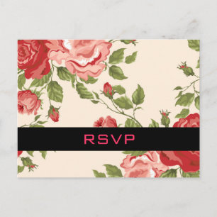 Vintage Blumenhochzeit RSVP Postkarte