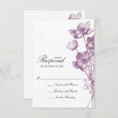 Vintage Blumenhochzeit RSVP / weiß (Vorne/Hinten)