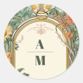 Vintage Blumenhochzeit Runder Aufkleber (Vorderseite)