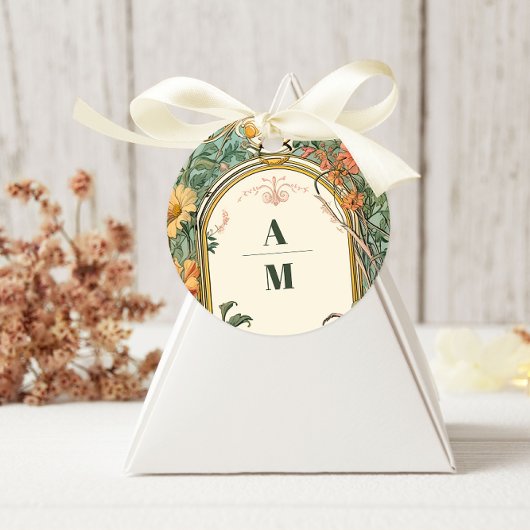 Vintage Blumenhochzeit Runder Aufkleber