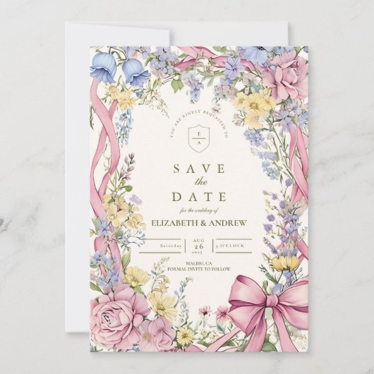 Vintage Blumenhochzeit Save The Date (Vorderseite)