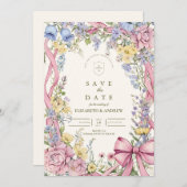 Vintage Blumenhochzeit Save The Date (Vorne/Hinten)