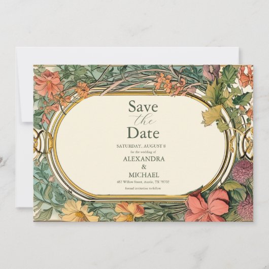 Vintage Blumenhochzeit Save The Date (Vorderseite)