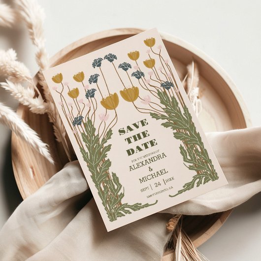 Vintage Blumenhochzeit Save The Date