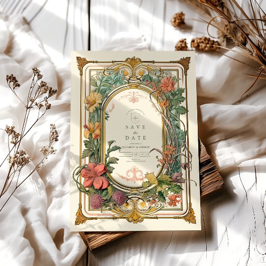 Vintage Blumenhochzeit Save The Date