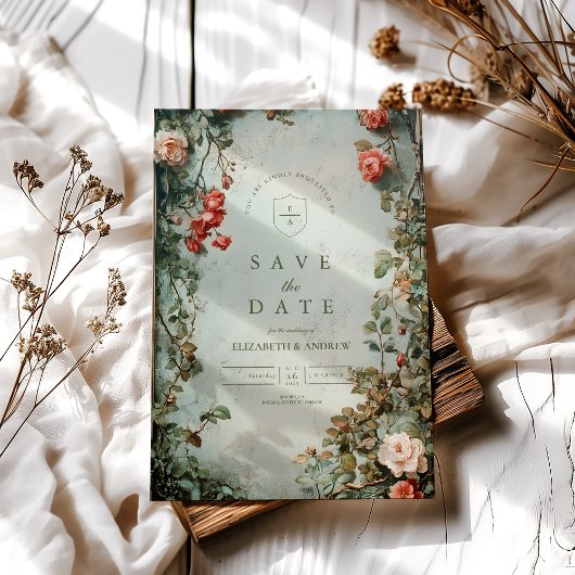 Vintage Blumenhochzeit Save The Date