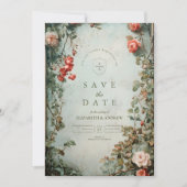 Vintage Blumenhochzeit Save The Date (Vorderseite)