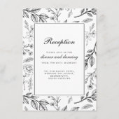 Vintage Blumenhochzeit Schwarz-weiß Begleitkarte (Vorderseite)