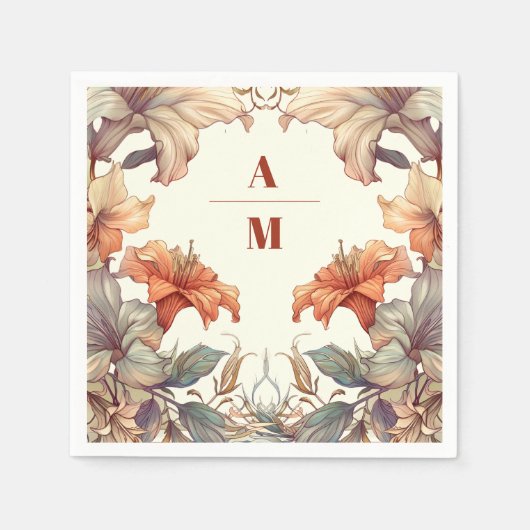 Vintage Blumenhochzeit Serviette (Vorderseite)