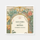 Vintage Blumenhochzeit Serviette (Vorderseite)