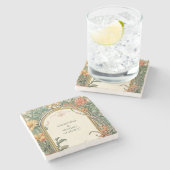 Vintage Blumenhochzeit Steinuntersetzer (Seitenansicht)