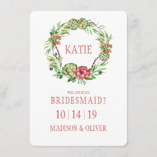 Vintage Blumenhochzeit Sukkulent   Bridesmaid Einladung