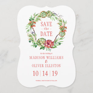 Vintage Blumenhochzeit Sukkulent   Save The Date