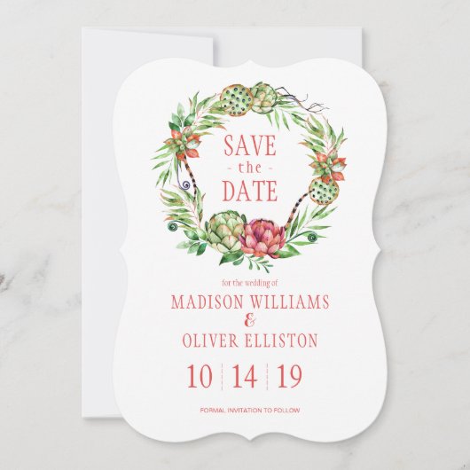 Vintage Blumenhochzeit Sukkulent | Save The Date (Vorderseite)