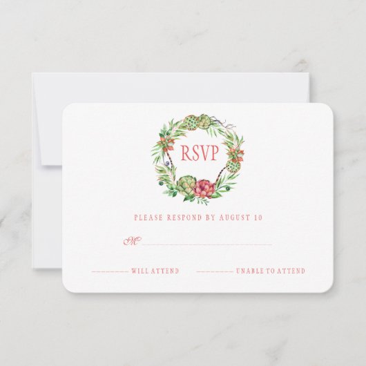 Vintage Blumenhochzeit Sukkulent | UAWG RSVP Karte (Vorderseite)
