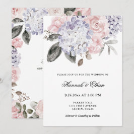 Vintage Blumenhochzeit Watercolorhydrangeas-| Einladung