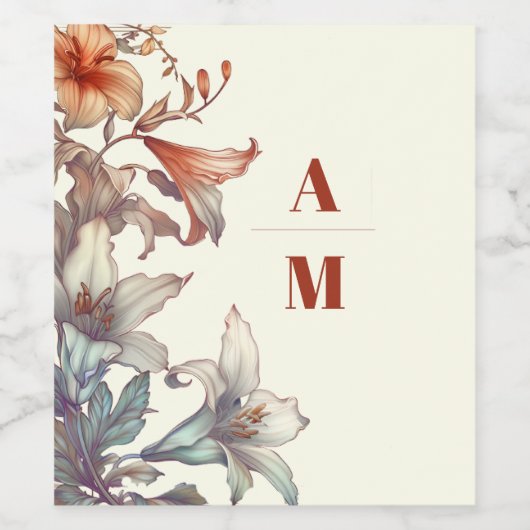 Vintage Blumenhochzeit Weinetikett (Einzelnes Label)