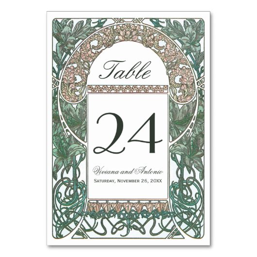 Vintage Blumenhochzeiten I Tischnummer (Vorderseite)