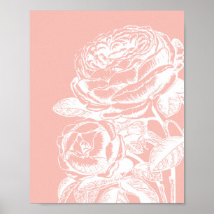 Vintage-Blumenillustration Blassrosa Botanik Poster