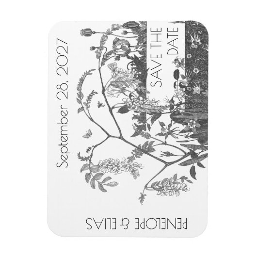 Vintage-Blumenillustration - Heiratsantrag Magnet (Vertikal)