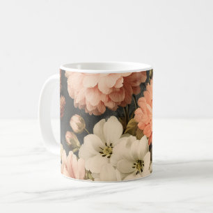 Vintage-Blumenillustration mit gemischten Blüten Kaffeetasse