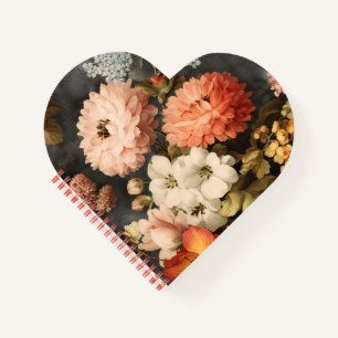 Vintage-Blumenillustration mit gemischten Blüten Notizblock