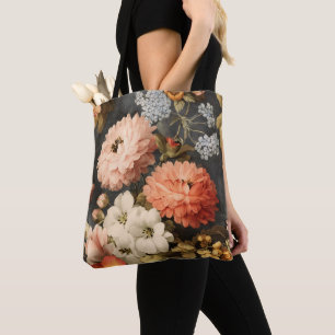 Vintage-Blumenillustration mit gemischten Blüten Tasche