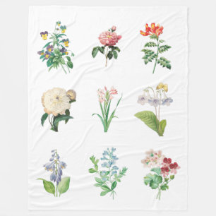 Vintage-Blumenillustrationen Fleecedecke