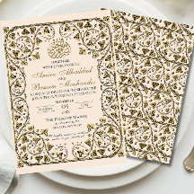 Vintage blumenislamische Beige- und Goldhochzeit