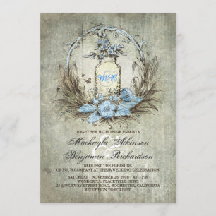 Vintage Blumenjar rustikale Hochzeitseinladung Einladung
