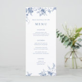 Vintage Blumenkarten mit Hochzeitsmenüs Menükarte (Stehend Vorderseite)