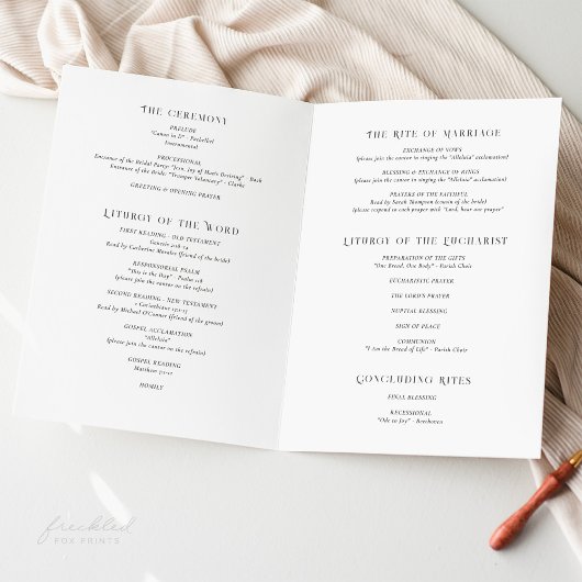 Vintage blumenkatholische Massenhochzeit Programm