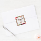 Vintage Blumenkennzeichnungen Quadratischer Aufkleber (Umschlag)