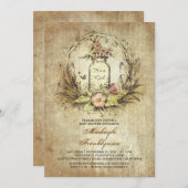 Vintage Blumenkerzenjar rustikale Babydusche Einladung (Vorne/Hinten)