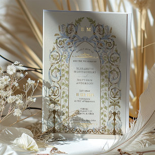 Vintage blumenkönigliche Viktorianische Hochzeit E Folieneinladung