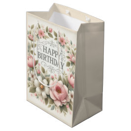 vintage Blumenkranz-Geschenktasche  Mittlere Geschenktüte