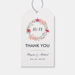 Vintage-Blumenkranz-Hochzeit-Dankeschön-Geschenkan Geschenkanhänger