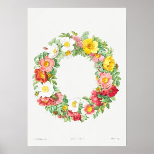 Vintage-Blumenkranz-Illustration Poster
