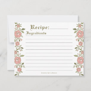Vintage Blumenkreuzung Rezeptkarte