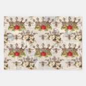 Vintage Blumenkronen mit Bienen Geschenkpapier Set (Vorderseite 2)