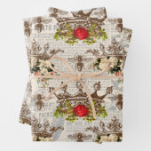 Vintage Blumenkronen mit Bienen Geschenkpapier Set (Beispiel)