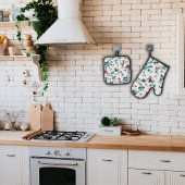 Vintage Blumenküche Set - Besitzer & Backofen Mitt