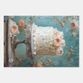 Vintage Blumenkuchendekoupage Geschenkpapier Set (Vorderseite 3)