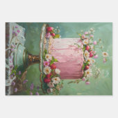 Vintage Blumenkuchendekoupage Geschenkpapier Set (Vorderseite)