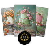 Vintage Blumenkuchendekoupage Geschenkpapier Set